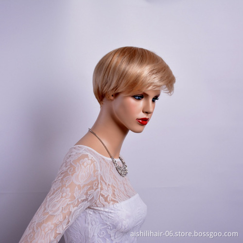 Wholesale cheap Synthetic wigs Natural straight hair gold short Wig synthetic hair wigs for women